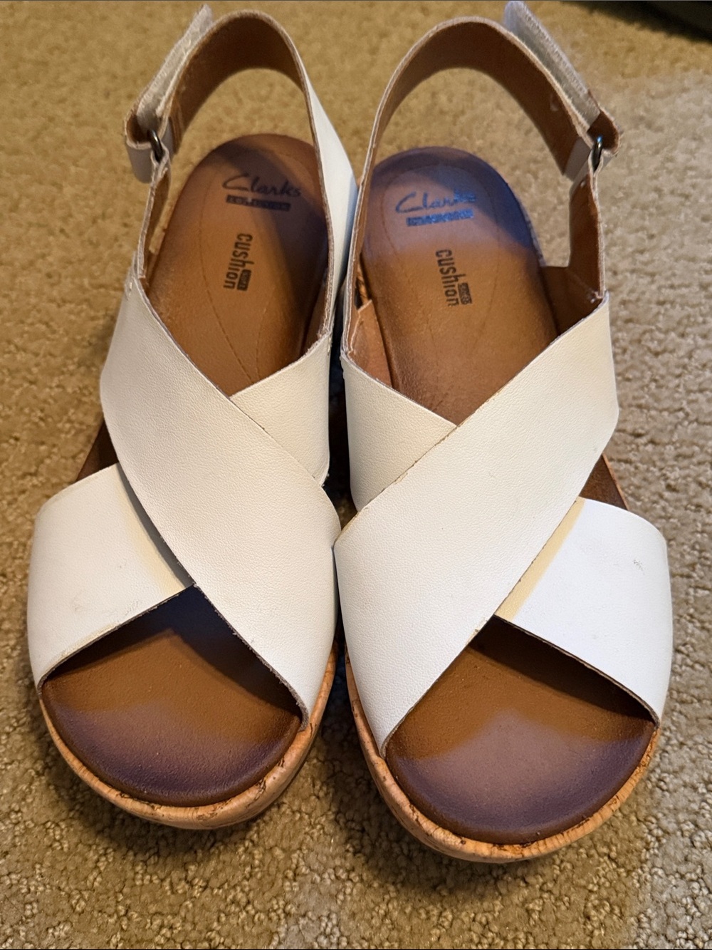 Clarks Cushion White Slingback Sandals 6.5 - Picture 8 of 9